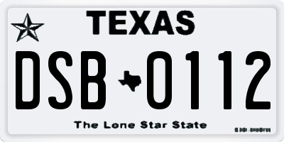 TX license plate DSB0112