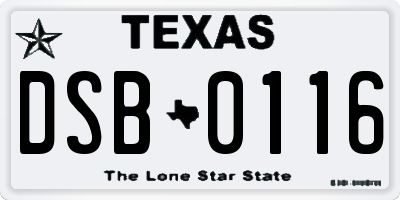 TX license plate DSB0116