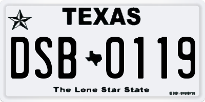 TX license plate DSB0119