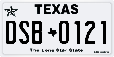TX license plate DSB0121