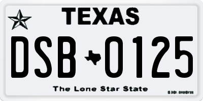 TX license plate DSB0125