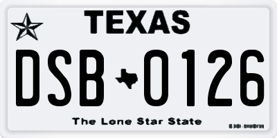 TX license plate DSB0126