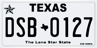 TX license plate DSB0127