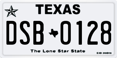 TX license plate DSB0128