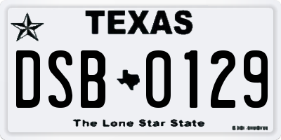 TX license plate DSB0129