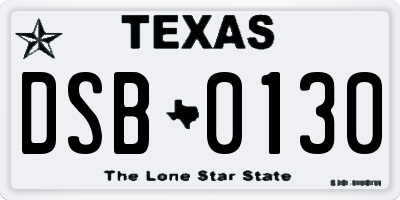 TX license plate DSB0130