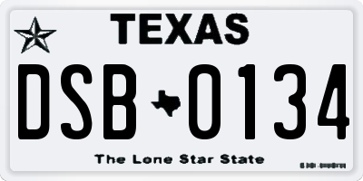 TX license plate DSB0134