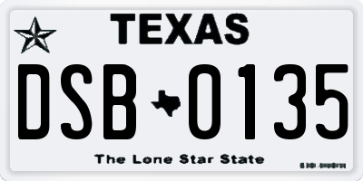 TX license plate DSB0135