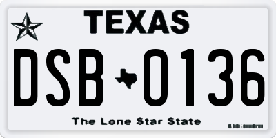 TX license plate DSB0136
