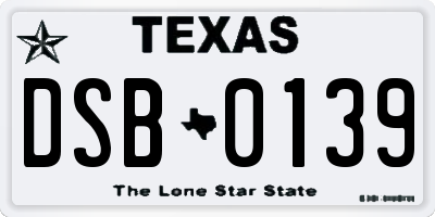 TX license plate DSB0139