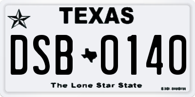 TX license plate DSB0140
