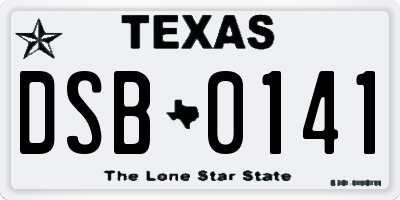 TX license plate DSB0141