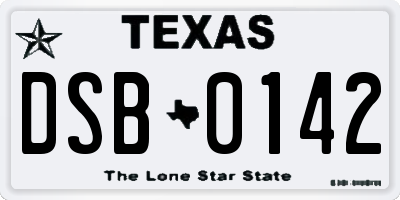 TX license plate DSB0142