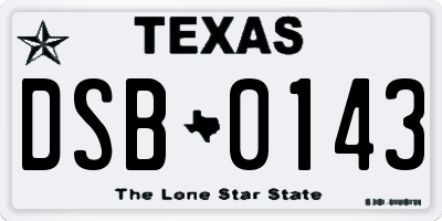 TX license plate DSB0143