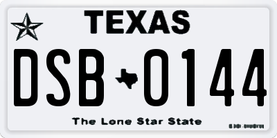 TX license plate DSB0144
