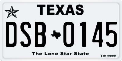 TX license plate DSB0145