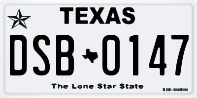 TX license plate DSB0147
