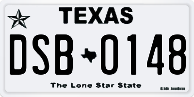 TX license plate DSB0148