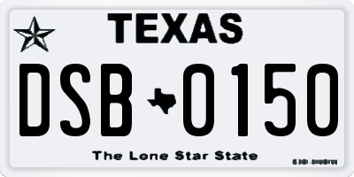 TX license plate DSB0150