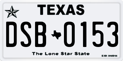 TX license plate DSB0153