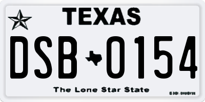 TX license plate DSB0154
