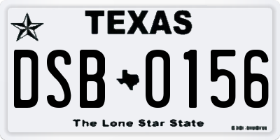 TX license plate DSB0156