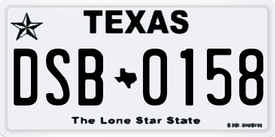 TX license plate DSB0158