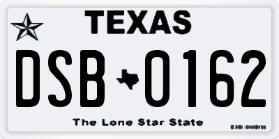 TX license plate DSB0162