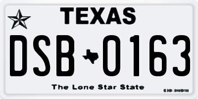 TX license plate DSB0163