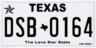 TX license plate DSB0164