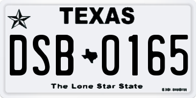 TX license plate DSB0165