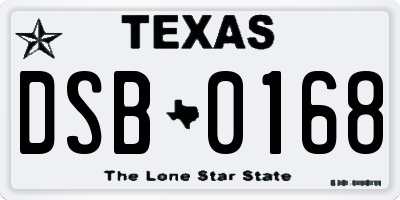 TX license plate DSB0168