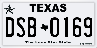 TX license plate DSB0169