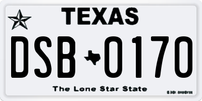 TX license plate DSB0170