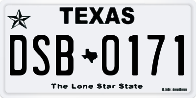 TX license plate DSB0171