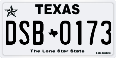TX license plate DSB0173