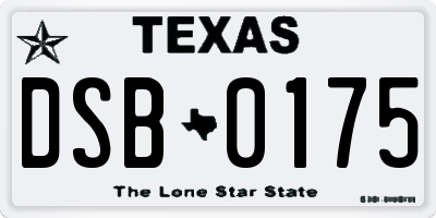 TX license plate DSB0175
