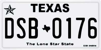 TX license plate DSB0176