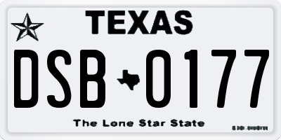 TX license plate DSB0177