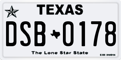 TX license plate DSB0178