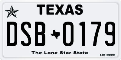 TX license plate DSB0179