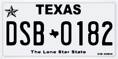 TX license plate DSB0182