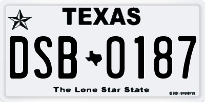 TX license plate DSB0187