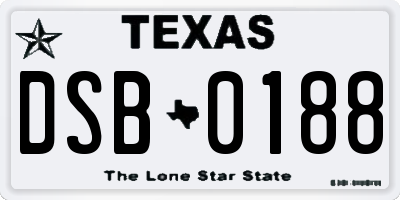 TX license plate DSB0188