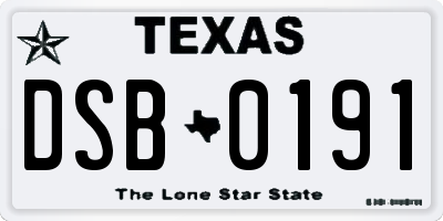 TX license plate DSB0191