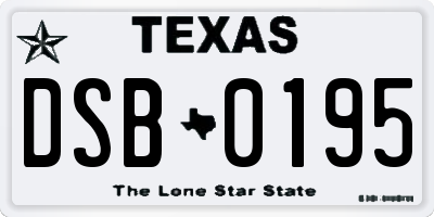 TX license plate DSB0195