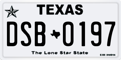 TX license plate DSB0197