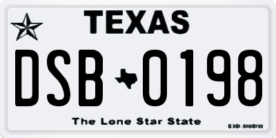 TX license plate DSB0198