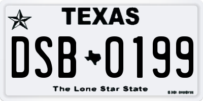 TX license plate DSB0199