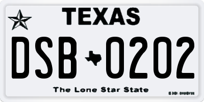 TX license plate DSB0202